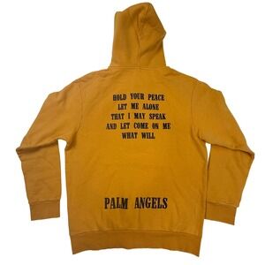 Palm Angels Legalize It Mustard Yellow Graphic Hoodie PMBB003F18441061 Mens M